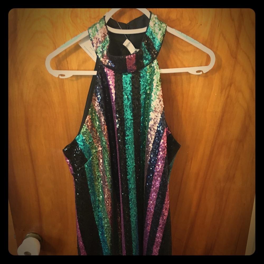 Belle - Badgley Mischka Sequined Multi/Black Dress